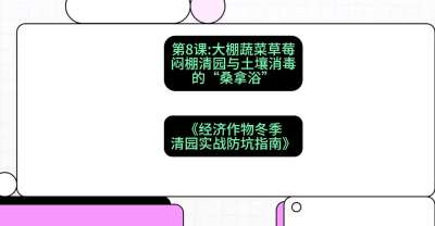 第8节：【大棚蔬菜草莓】闷棚清园与土壤消毒的&ldquo;桑拿浴&rdquo;，课程：《经济作物冬季清园&middot;实战防坑指南》#识农AI